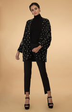 Dark Olive Crystal Hand Embroidered Silk Velvet Jacket