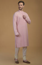 Pale Pink Kurta With Pintuck Detail