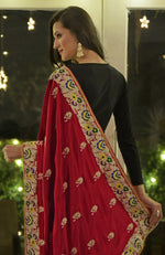 Masterpiece Red Parsi Gara Hand Embroidered Saree