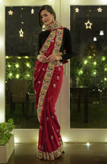 Masterpiece Red Parsi Gara Hand Embroidered Saree