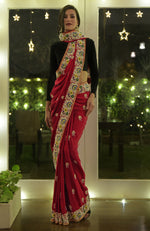 Masterpiece Red Parsi Gara Hand Embroidered Saree