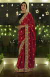 Masterpiece Red Parsi Gara Hand Embroidered Saree