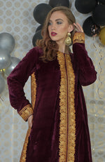 Burgundy Kashmir Tilla Embroidered Kurta Set With Dupatta