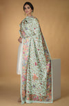 Pre-Order Masterpiece Sage green Parsi Gara Hand Embroidered Dupatta