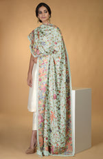 Pre-Order Masterpiece Fawn Parsi Gara Hand Embroidered Dupatta