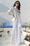 Snowberry Sequined Ivory-Pink Hand Embroidered Structured Jacket