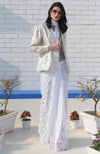 Snowberry Sequined Ivory-Pink Hand Embroidered Structured Jacket