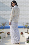 Snowberry Sequined Ivory-Pink Hand Embroidered Structured Jacket
