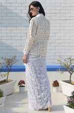 Snowberry Sequined Ivory-Pink Hand Embroidered Structured Jacket