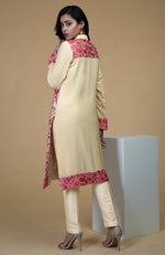 Beige Rose Parsi Gara Embroidered Jacket Set
