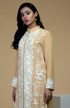 Fawn Ivory Parsi Gara Embroidered Jacket Set