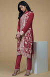 Shiraz Red Parsi Gara Embroidered Jacket Set