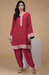 Shiraz Red Parsi Gara Embroidered Kurta Set