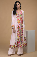 Petal Pink Parsi Gara Embroidered Kurta Set