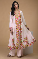 Petal Pink Parsi Gara Embroidered Kurta Set
