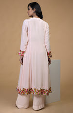 Petal Pink Parsi Gara Embroidered Kurta Set