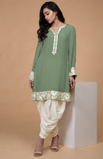 Sage Green Parsi Gara Embroidered Patiala Pants Suit