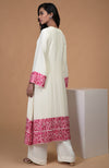 Ivory Pink Parsi Gara & Beads Embroidered Kurta Set