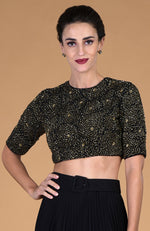 TARA - Black Gold Hand Embroidered Blouse