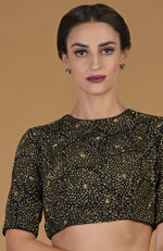 TARA - Black Gold Hand Embroidered Blouse