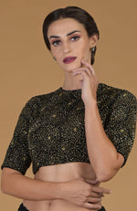 TARA - Black Gold Hand Embroidered Blouse