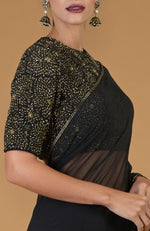 TARA - Black Gold Hand Embroidered Blouse