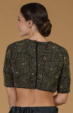 TARA - Black Gold Hand Embroidered Saree & Blouse