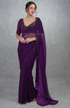 Royal Blue Gold Hand Embroidered Saree & Blouse