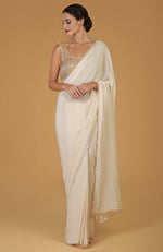 Tara - Champagne Gold Hand Embroidered Saree & Blouse