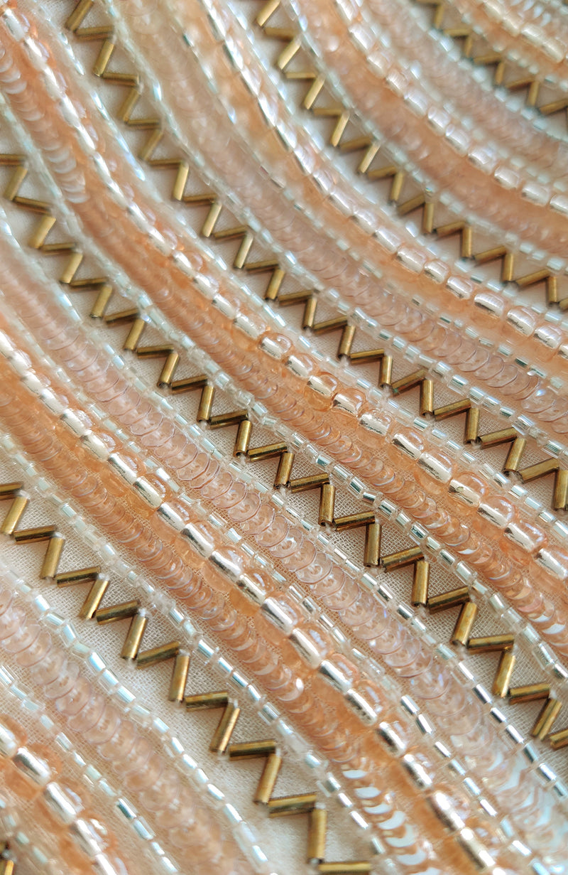 Tara - Champagne Gold Hand Embroidered Saree & Blouse
