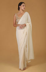 Tara - Champagne Gold Hand Embroidered Saree & Blouse