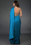 Peacock-Turquoise Ombre Sequin & Zardozi Hand Embroidered Saree