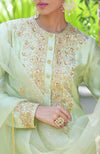 Pista Green Marori Beads & Sequin Hand Embroidered Kurta Set