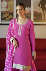 Pink Leheriya Handcrafted Tie Dye & Kashmiri Tilla Sharara Set