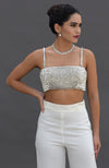 Diamante Crystal Hand Embroidered Bustier and Pants Set