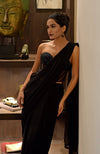 Elysian Black Hand Embroidered Corset Saree Set