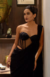 Elysian Black Hand Embroidered Corset Saree Set