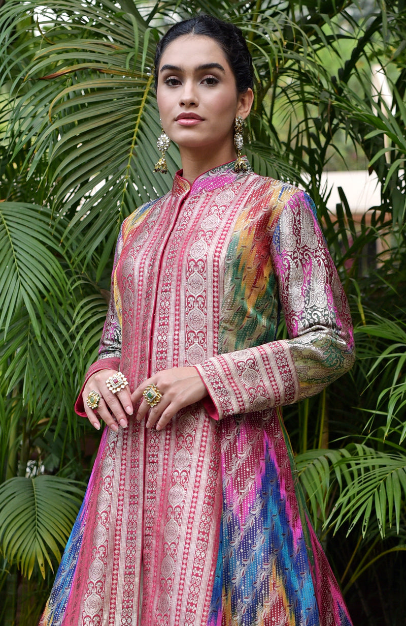 Rangkat Banarsi Handwoven Peshwa Jacket Set