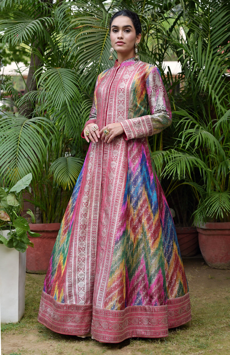 Rangkat Banarsi Handwoven Peshwa Jacket Set