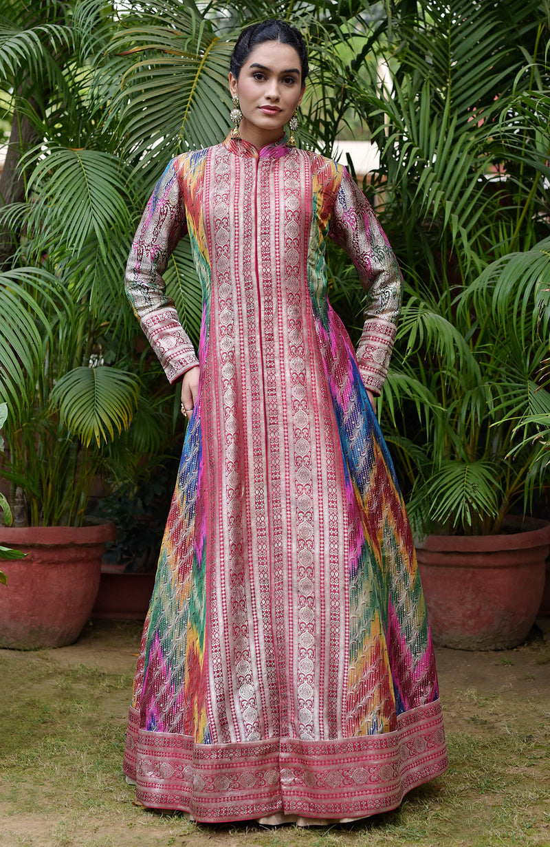 Rangkat Banarsi Handwoven Peshwa Jacket Set