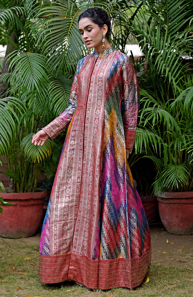 Rangkat Banarsi Handwoven Peshwa Jacket Set