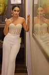 Divinity White Hand Embroidered Corset and Pants Set