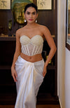 Divinity White Hand Embroidered Corset and Skirt Set