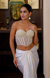 Divinity White Hand Embroidered Corset and Skirt Set