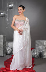 Amor Hand Embroidered Corset with Silver Light Saree
