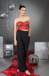 Madonna Pure Satin Floral Hand Embroidered Corset with Pants