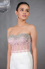 Amor Pink Hand Embroidered Corset