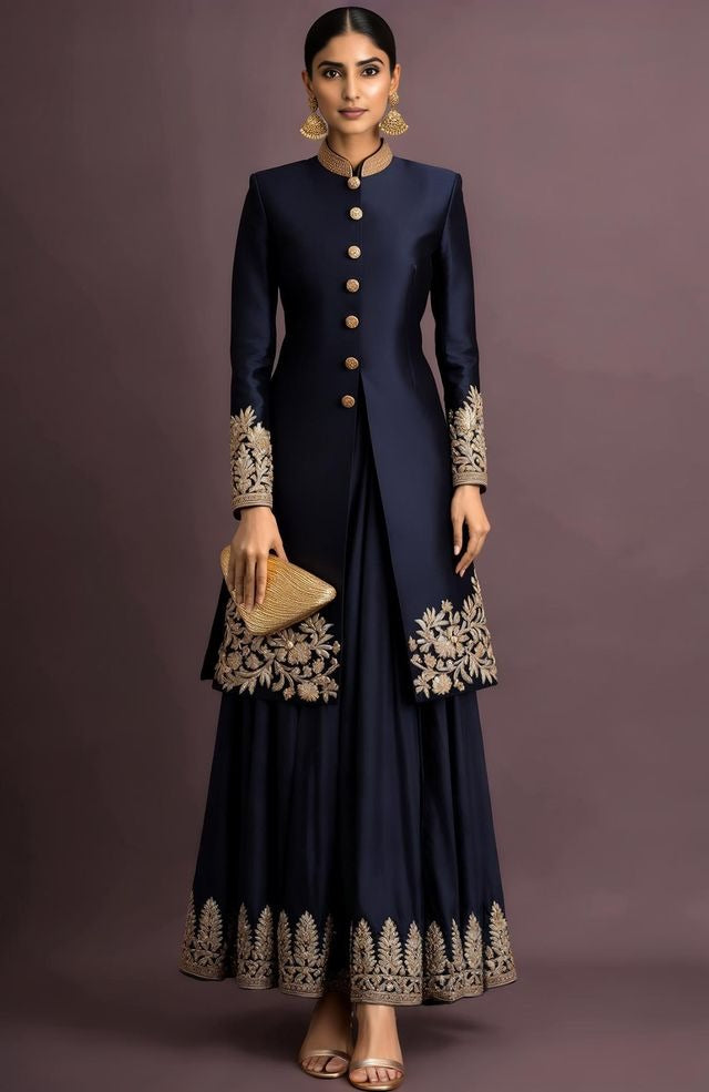 Ruhani Embroidered Emerald Green Jacket Set