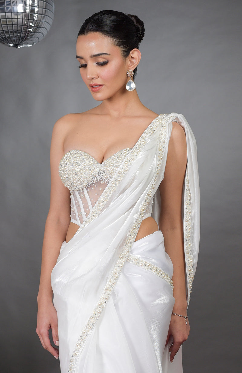 Divinity Hand Embroidered Corset with Pearl Beaded Saree