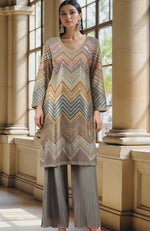 Grey- Sage Beads and Sequin Embroidered Tunic Kurta set